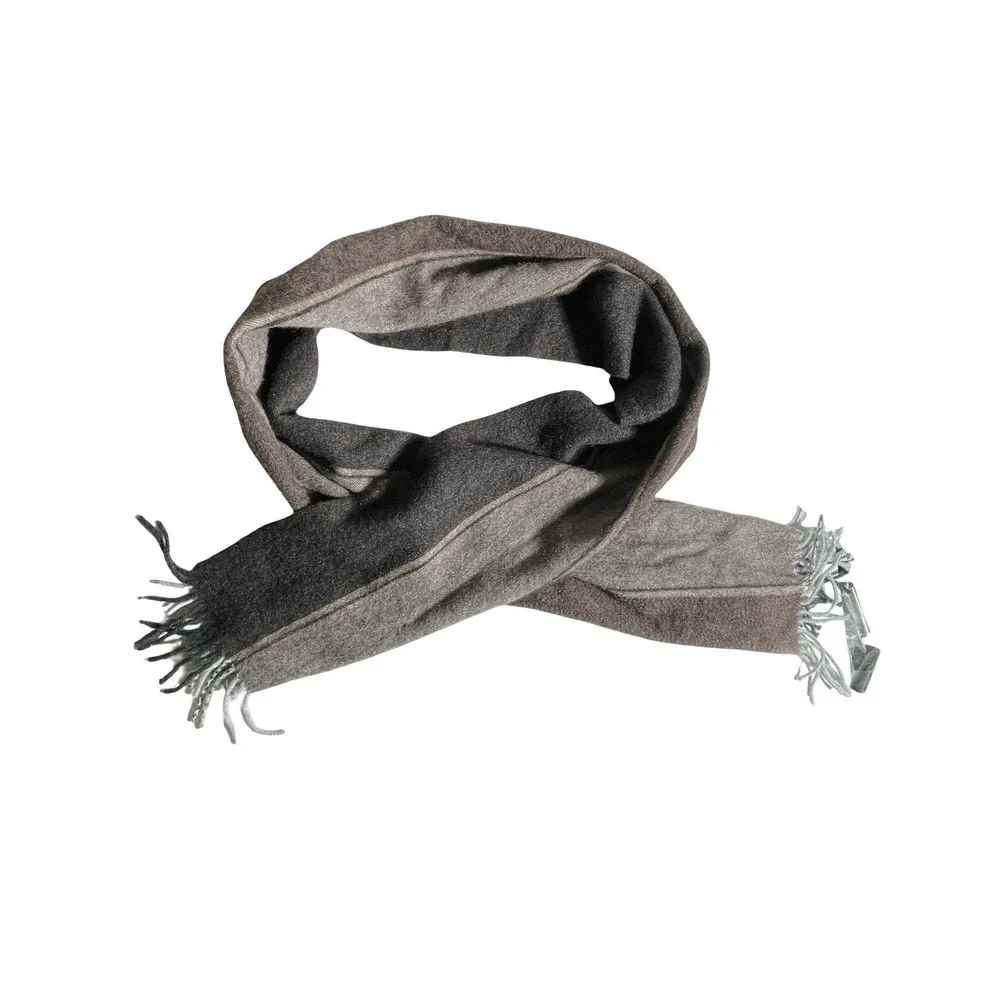 Nordstrom Men's Shop 100% Cashmere Scarf Grey Charcoal Brown Colorblock Fringe